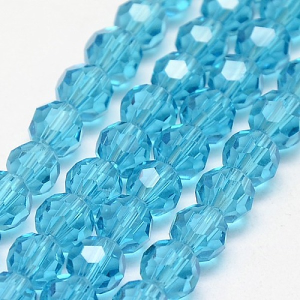 

PandaHall Glass Beads Strands, Faceted(32 Facets), Round, Sky Blue, 8mm, Hole: 1.5mm, about 66~67pcs/strand, 15.12 inch~15.35 inch...