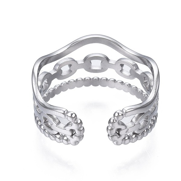 304 Stainless Steel Cable Chain Open Cuff Ring