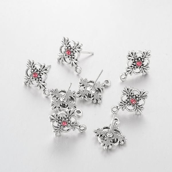 

PandaHall Alloy Ear Studs, Cadmium Free & Lead Free, Antique Silver Color, about 19mm long, 15mm wide, Pin: 1mm Alloy Flower