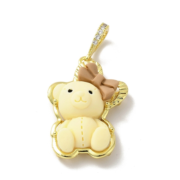 

PandaHall Opaque Resin Pendants, Large Hole Pendant, with Real 18K Gold Plated Brass Findings & Clear Cubic Zirconia, Cadmium Free & Lead...