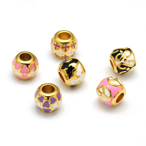 

PandaHall Mixed 304 Stainless Steel Enamel Barrel Large Hole Beads, Ion Plating (IP), Mixed Color, 11x10mm, Hole: 5mm 304 Stainless Steel..., Multicolor