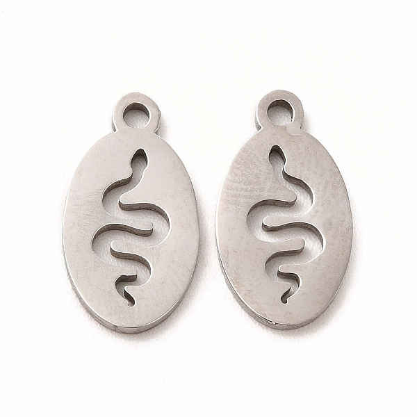 

PandaHall 201 Stainless Steel Charms, Oval with Hollow Out Snake, Stainless Steel Color, 14.5x7.5x1mm, Hole: 1mm 201 Stainless Steel Snake