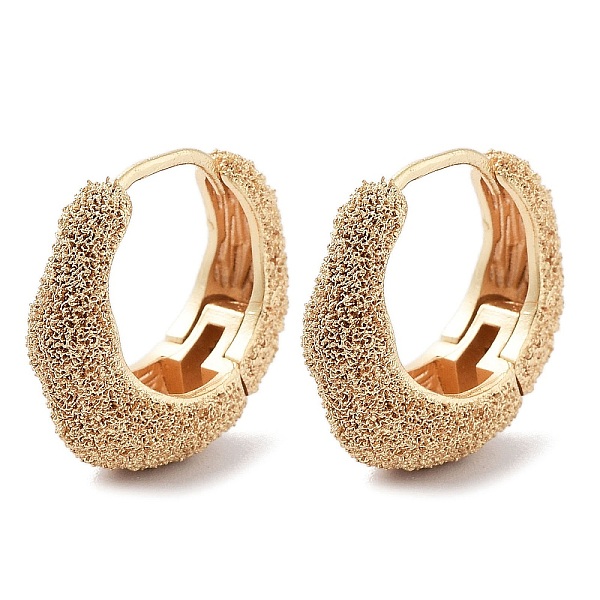 

PandaHall Brass Textured Hoop Earrings, Real 18K Gold Plated, 18x7mm Brass