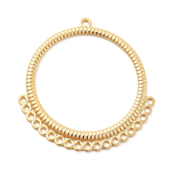 

PandaHall Ion Plating(IP) 304 Stainless Steel Chandelier Components Links, Grooved Round Ring, Real 18K Gold Plated, 45.5x43.5x2mm, Hole...