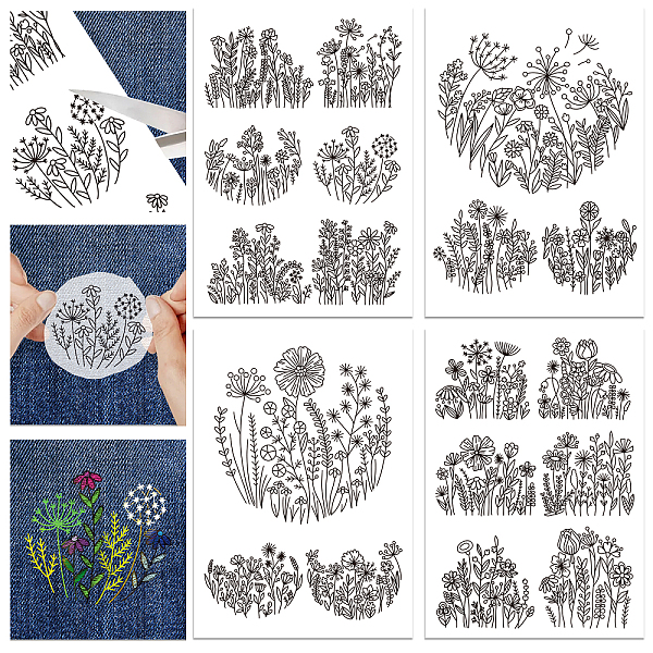

PandaHall GLOBLELAND 4 Sheets 18Pcs Flowers Water Soluble Hand Sewing Stabilizers for Fabric Dandelion Daisy Embroidery Stitch Practice...