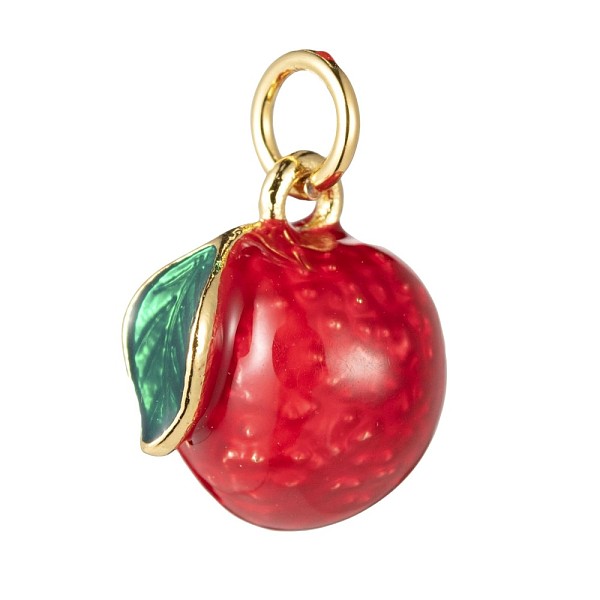 

PandaHall Brass Enamel Fruit Charms, with Jump Ring, Real 18k Gold Plated, Litchi, Red, 11x9mm, Hole: 2.8mm Brass+Enamel Fruit Red