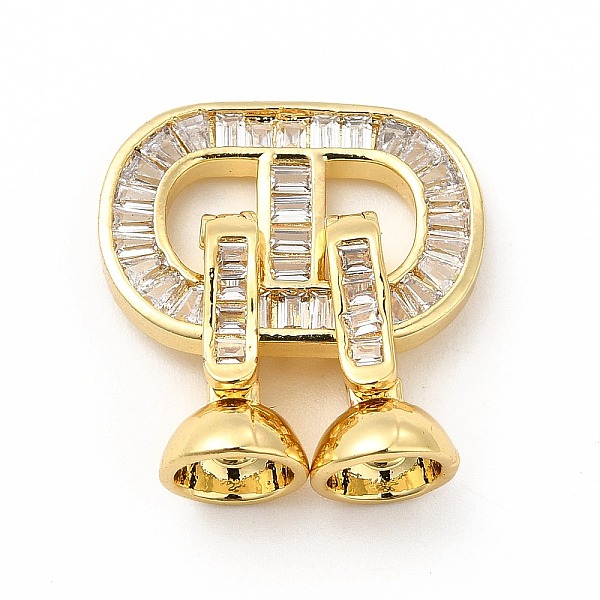 

PandaHall Rack Plating Brass Pave Clear Cubic Zirconia Fold Over Clasps, Cadmium Free & Lead Free, Oval, Real 18K Gold Plated, 38mm, Oval...