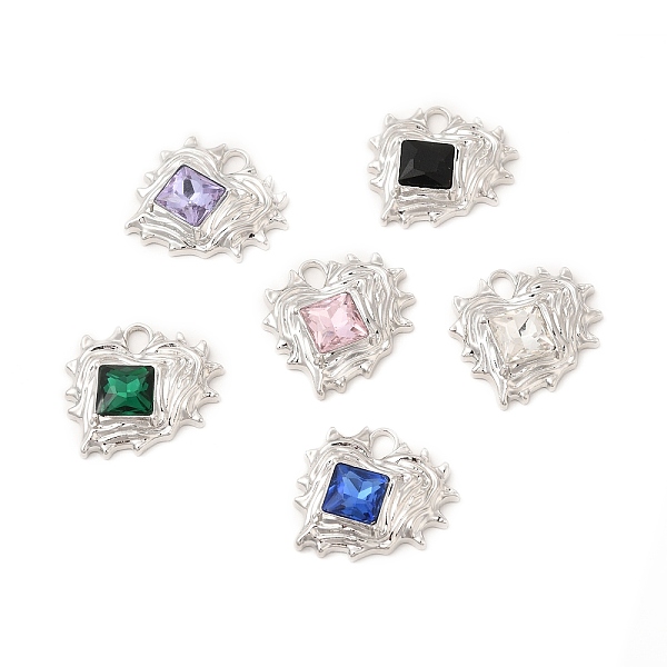

PandaHall Rack Plating Alloy Glass Pendants, Cadmium Free & Nickel Free & Lead Free, Heart Charms, Platinum, Mixed Color, 23.5x24x6mm, Hole..., Multicolor