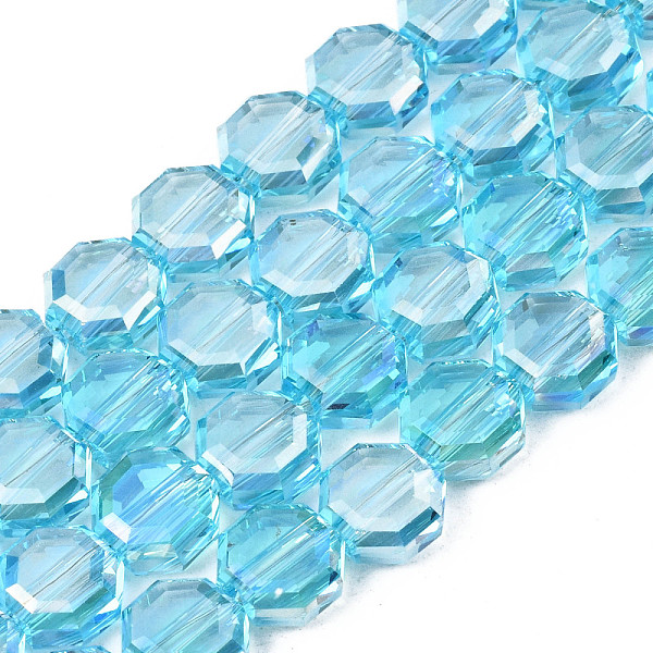 

PandaHall Electroplate Transparent Glass Beads Strands, AB Color Plated, Faceted, Octagon, Sky Blue, 7~8x7~8x4mm, Hole: 1.2mm, about...