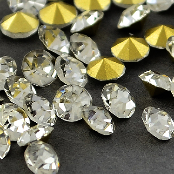 

PandaHall Glass Pointed Back Rhinestone, Back Plated, Diamond, Crystal, 2.3~2.4mm, about 144pcs/gross Glass Rhinestone Diamond Clear