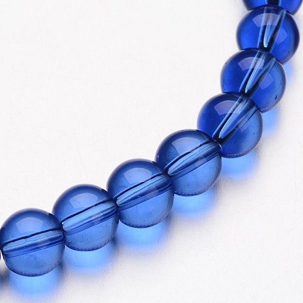 

PandaHall Glass Round Bead Strands, Medium Blue, 4mm, Hole: 1mm, about 75~80pcs/strand, 11 inch Glass Round Blue