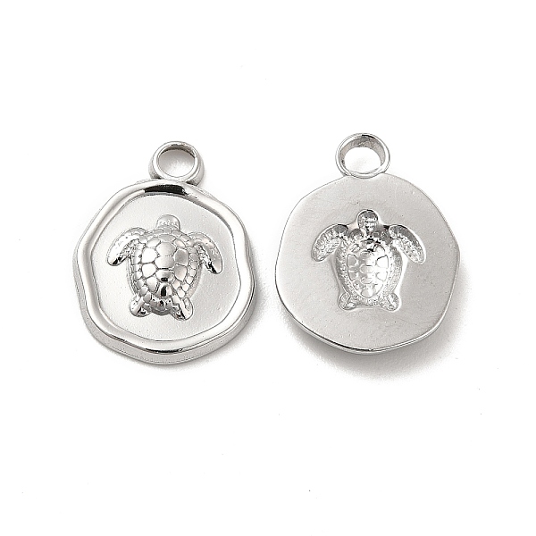 

PandaHall 304 Stainless Steel Pendants, Flat Round with Tortoise Charm, Stainless Steel Color, 16.5x13x2.5mm, Hole: 2mm 304 Stainless Steel...