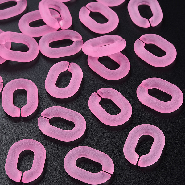 

PandaHall Transparent Acrylic Linking Rings, Quick Link Connectors, for Cable Chains Making, Frosted, Oval, Hot Pink, 24x18x5mm, Inner...