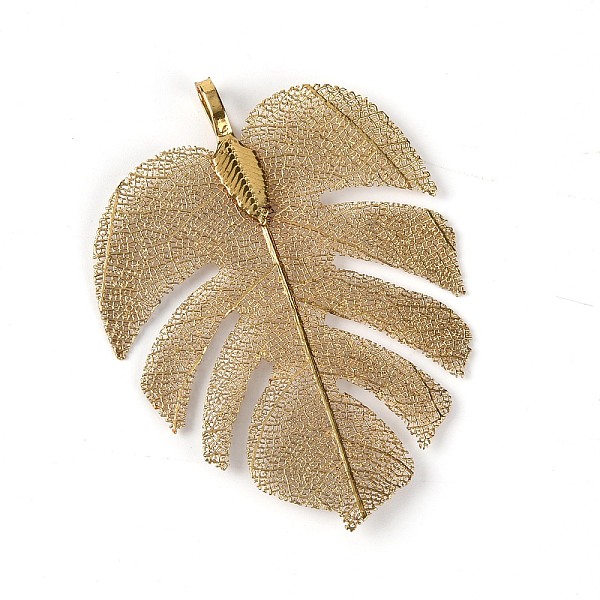 

PandaHall Brass Big Pendants, with Glue-on Flat Pad Bails, Leaf, Tan, 55.5x41x1.5mm, Hole: 3x5.5mm Brass Leaf Orange