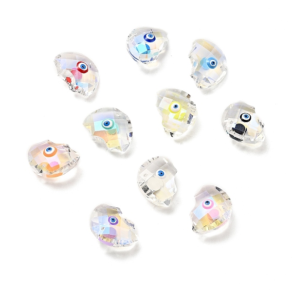

PandaHall Transparent Glass Pendants, with Enamel, Faceted, Half Round with Evil Eye Pattern, Mixed Color, 21x29x14.5mm, Hole: 1.6mm Glass..., Multicolor