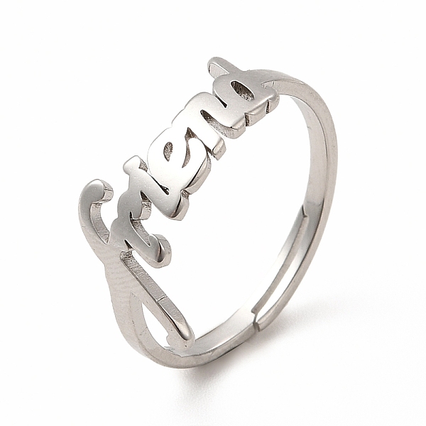 

PandaHall 304 Stainless Steel Word Friend Adjustable Ring for Women, Stainless Steel Color, US Size 6(16.5mm) 304 Stainless Steel