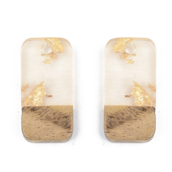 

PandaHall Transparent Resin & Walnut Wood Pendants, with Gold Foil, Rectangle, Clear, 21.5x10x3mm, Hole: 2mm Resin+Wood Rectangle Clear