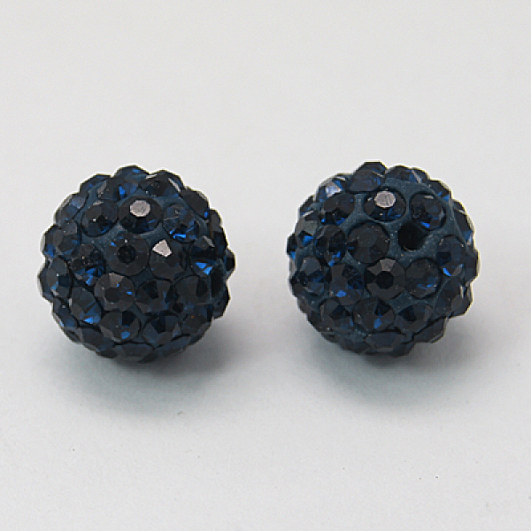 

PandaHall Pave Disco Ball Beads, Polymer Clay Rhinestone Beads, Grade A, Round, Montana, PP12(1.8~1.9mm), 8mm, Hole: 1mm Polymer Clay+Glass..., Blue