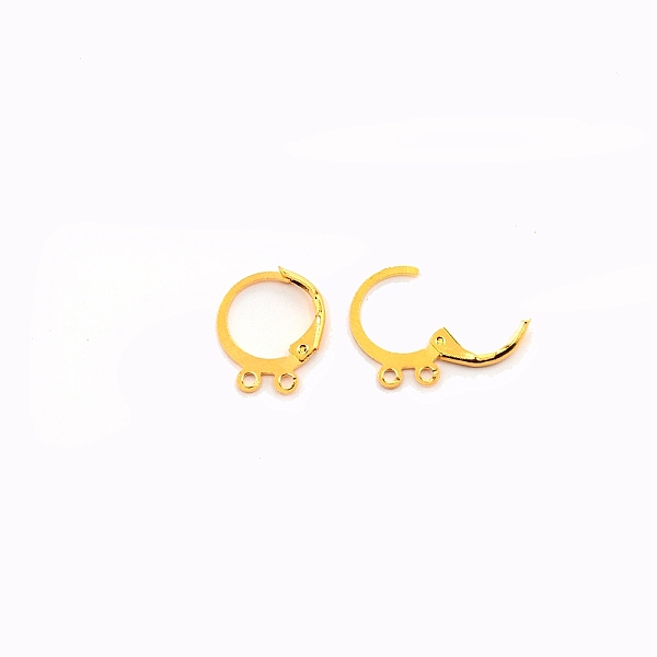 

PandaHall Brass Huggie Hoop Earring Findings, with 2 Loops, Golden, 15x13x2mm, Hole: 1.5mm, Pin: 1mm Brass