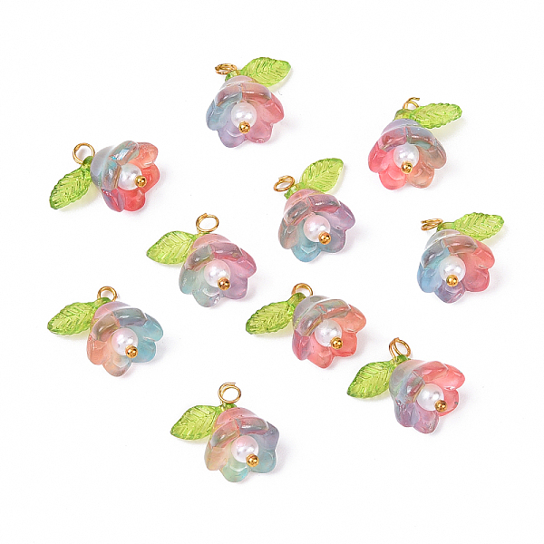 10Pcs Acrylic  Glass Flower Pendants