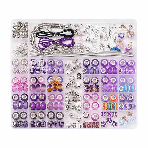 

PandaHall European Bracelets Necklaces Making Kits, Purple Acrylic Purple