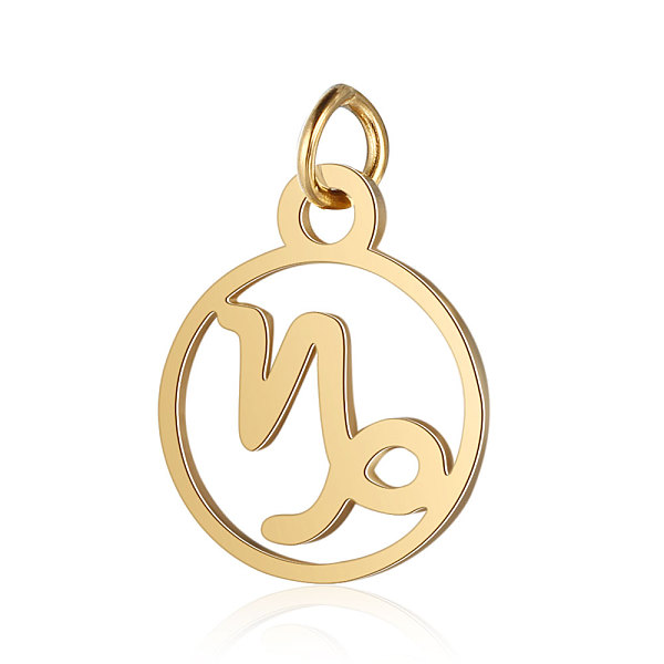 

PandaHall 201 Stainless Steel Charms, with Jump Rings, Polished, Flat Round with Constellation, Golden, Capricorn, 13x11x1mm, Hole: 2.5mm...