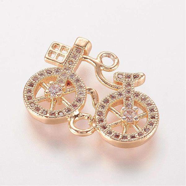 

PandaHall Brass Micro Pave Cubic Zirconia Links, Bicycle, Golden, 15x19.5x2.5mm, Hole: 1.5mm Brass+Cubic Zirconia Vehicle