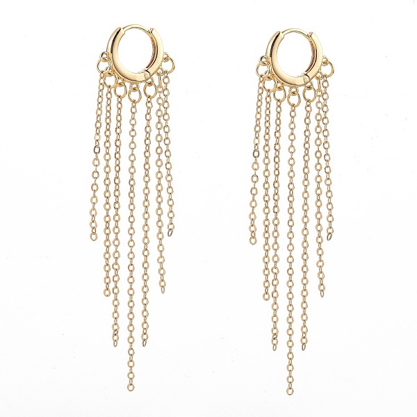 

PandaHall Brass Huggie Hoop Earrings, Chain Tassel Earrings, with Cable Chains and Cardboard Boxes, Golden, 87.5mm, Pin: 1x0.7mm Brass...