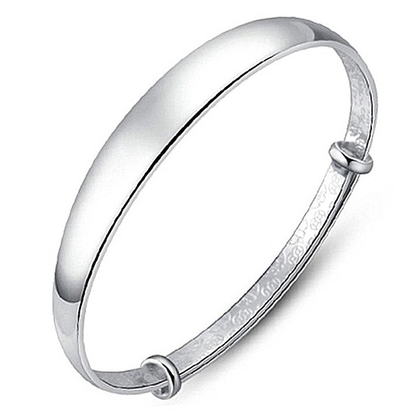 

PandaHall Women's Trendy Brass Smooth Bracelets for Women, Expandable Bangles, Platinum Brass