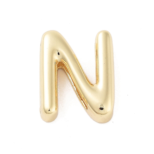 

PandaHall Rack Plating Brass Beads, Cadmium Free & Lead Free, Long-Lasting Plated, Real 18K Gold Plated, Letter N, 14.5x11.5x4.5mm, Hole...