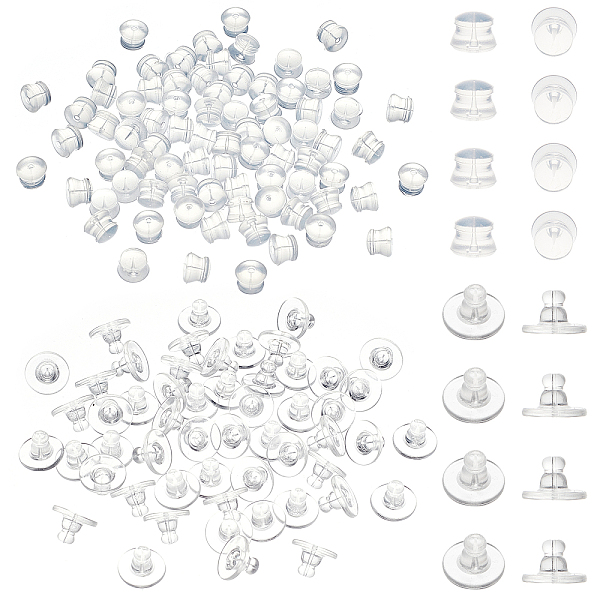 

PandaHall CHGCRAFT 200Pcs 2 Styles Silicone Ear Nuts, Earring Backs, for Stud Earring Making, Clear, 5.5~10x4.5~7mm, Hole: 1mm, 100pcs/style...