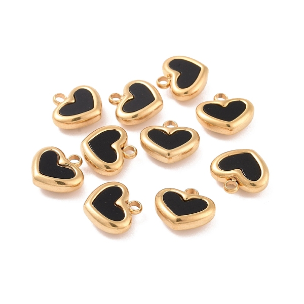 

PandaHall Vacuum Plating 304 Stainless Steel Pendants, with Acrylic, Heart, Golden, 11x11x4mm, Hole: 1.8mm 304 Stainless Steel Heart