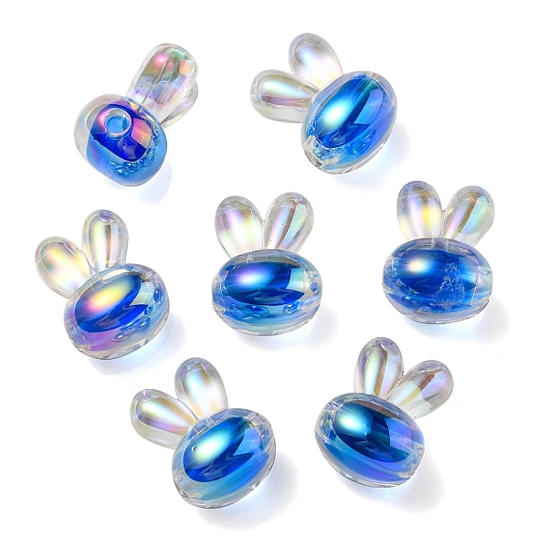 

PandaHall UV Plating Rainbow Iridescent Acrylic Beads, Two Tone Bead in Bead, Rabbit Head, Blue, 20x15x13mm, Hole: 3mm Acrylic Rabbit Blue