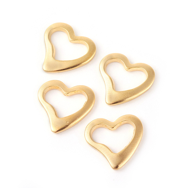 

PandaHall 201 Stainless Steel Linking Rings, Heart, Golden, 14.5x15x1.5mm, Inner Size: 11x6mm 201 Stainless Steel Heart