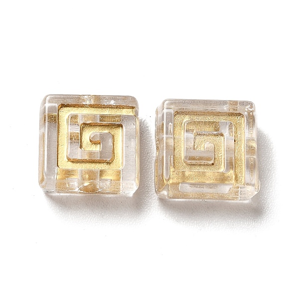 

PandaHall Transparent Plating Acrylic Beads, Golden Metal Enlaced, Square, Clear, 9x9x4mm, Hole: 1.6mm Acrylic Square Clear