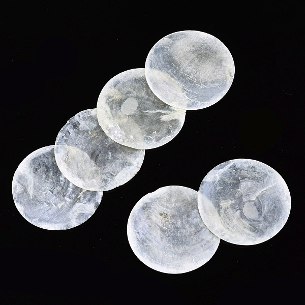 

PandaHall Flat Round Capiz Shell Beads, No Hole, 60x1mm Capiz Shell Flat Round White