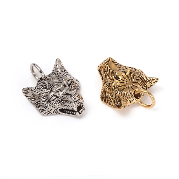 

PandaHall 304 Stainless Steel Pendants, with Jump Rings, Wolf Head, Mixed Color, 33x30x15mm, Jump Ring: 13x2mm, Inner Diameter: 9mm 304...
