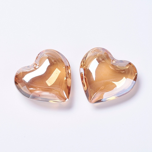 

PandaHall Glass Pendants, Heart, Sandy Brown, 42x43.5x15mm, Hole: 2mm Glass Heart