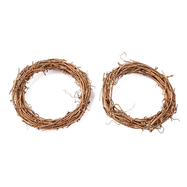 

PandaHall Circle Shape Rattan Vine Branch Wreath Hoop, for DIY Easter Christmas Party Decors, BurlyWood, 14.5~15x2~2.3cm, Inner Diameter..., Orange