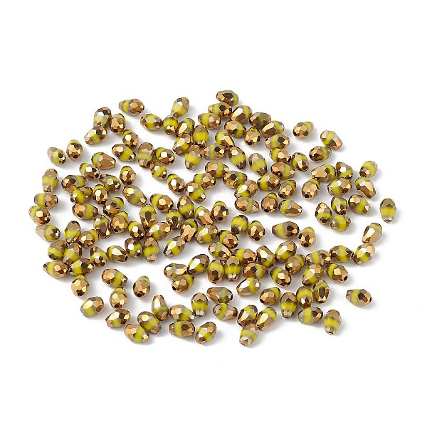 

PandaHall Electroplate Glass Beads, Half Golden Plated, Faceted, Teardrop, Yellow, 6x4x4mm, Hole: 1mm, about 500pcs/bag Glass Teardrop...