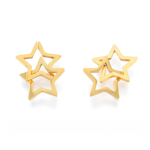 

PandaHall 201 Stainless Steel Linking Rings, Quick Link Connectors, Star, Real 18K Gold Plated, 17mm 201 Stainless Steel Star