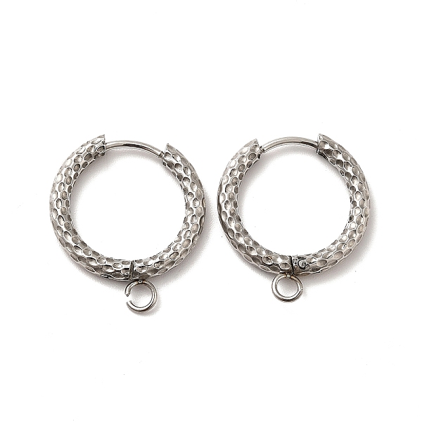 

PandaHall 201 Stainless Steel Hoop Earrings Findings, with 304 Stainless Steel Pins & Horizontal Loops, Ring, Stainless Steel Color, 10...