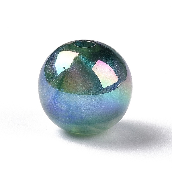 

PandaHall UV Plating Rainbow Iridescent Acrylic Beads, with Glitter Powder, Round, Teal, 12.5~13mm, Hole: 2.5mm Acrylic Round Cyan