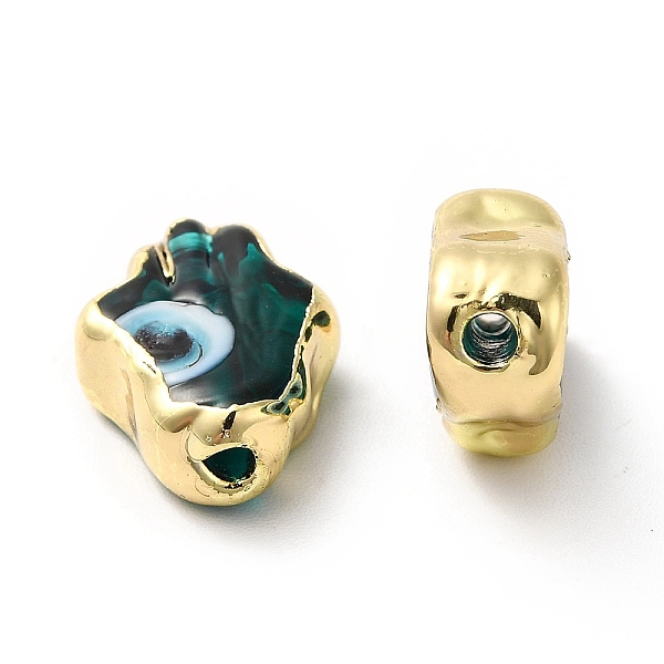 

PandaHall Handmade Evil Eye Lampwork Beads, with Golden Plated Brass Edge, Long-Lasting Plated, Hamsa Hand, Dark Slate Gray...