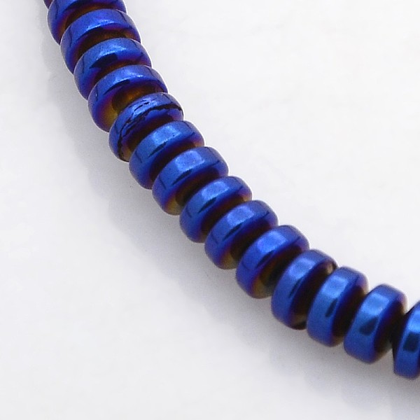 

PandaHall Electroplate Non-magnetic Synthetic Hematite Beads Strands, Heishi Beads, Flat Round/Disc, Blue Plated, 4x2mm, Hole: 1mm, about...