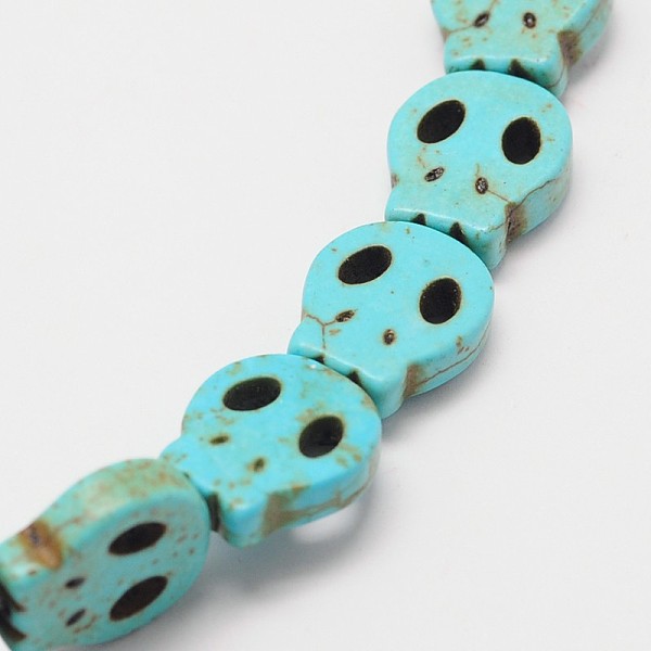 

PandaHall Skull Synthetic Turquoise Beads Strands, Dyed, Turquoise, 28x25x4mm, Hole: 1mm, about 14pcs/strand, 15.7 inch Synthetic Turquoise..., Green
