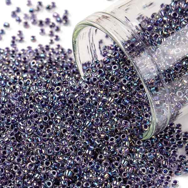 

PandaHall TOHO Round Seed Beads, Japanese Seed Beads, (774) Dark Purple Lined Crystal Rainbow, 15/0, 1.5mm, Hole: 0.7mm, about...