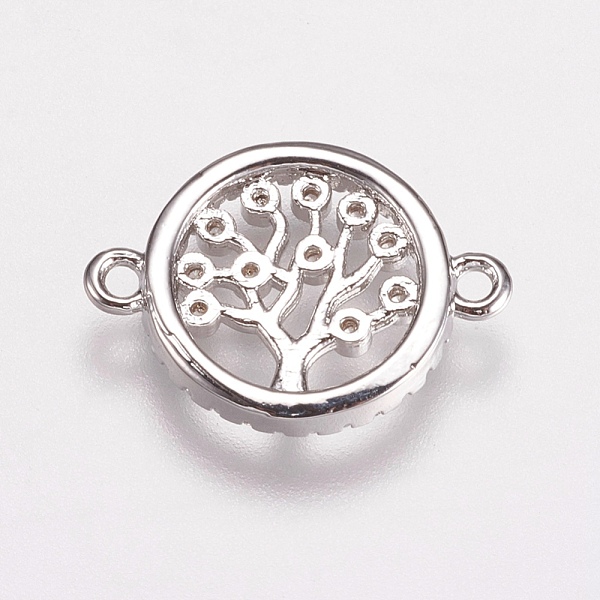 

PandaHall Brass Micro Pave Cubic Zirconia Links, Clear, Flat Round with Tree of Life, Platinum, 12x16x2mm, Hole: 1mm Brass+Cubic Zirconia...