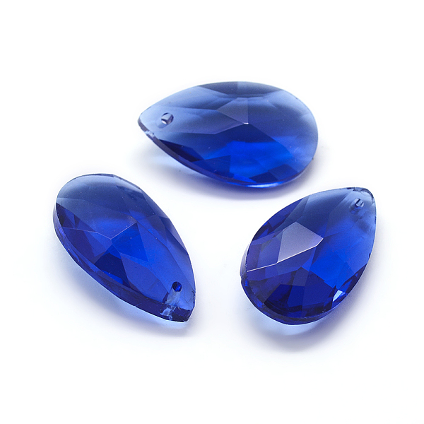 

PandaHall Faceted Glass Pendants, Teardrop, Dark Blue, 22x13x8.5mm, Hole: 1mm Glass Teardrop