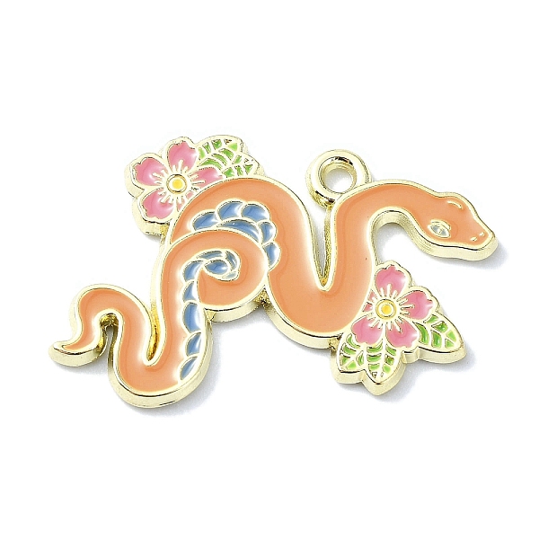 

PandaHall Alloy Enamel Pendants, Golden, Snake with Flower, 18.5x30x1.5mm, Hole: 2mm Alloy+Enamel Snake